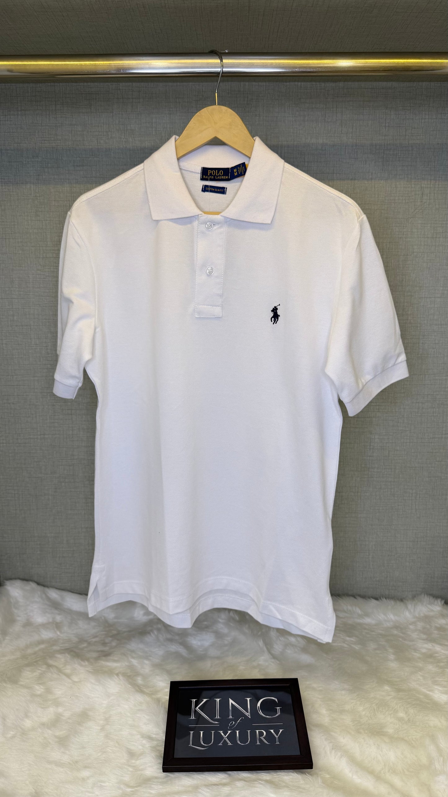 Men White Embroidered Polos