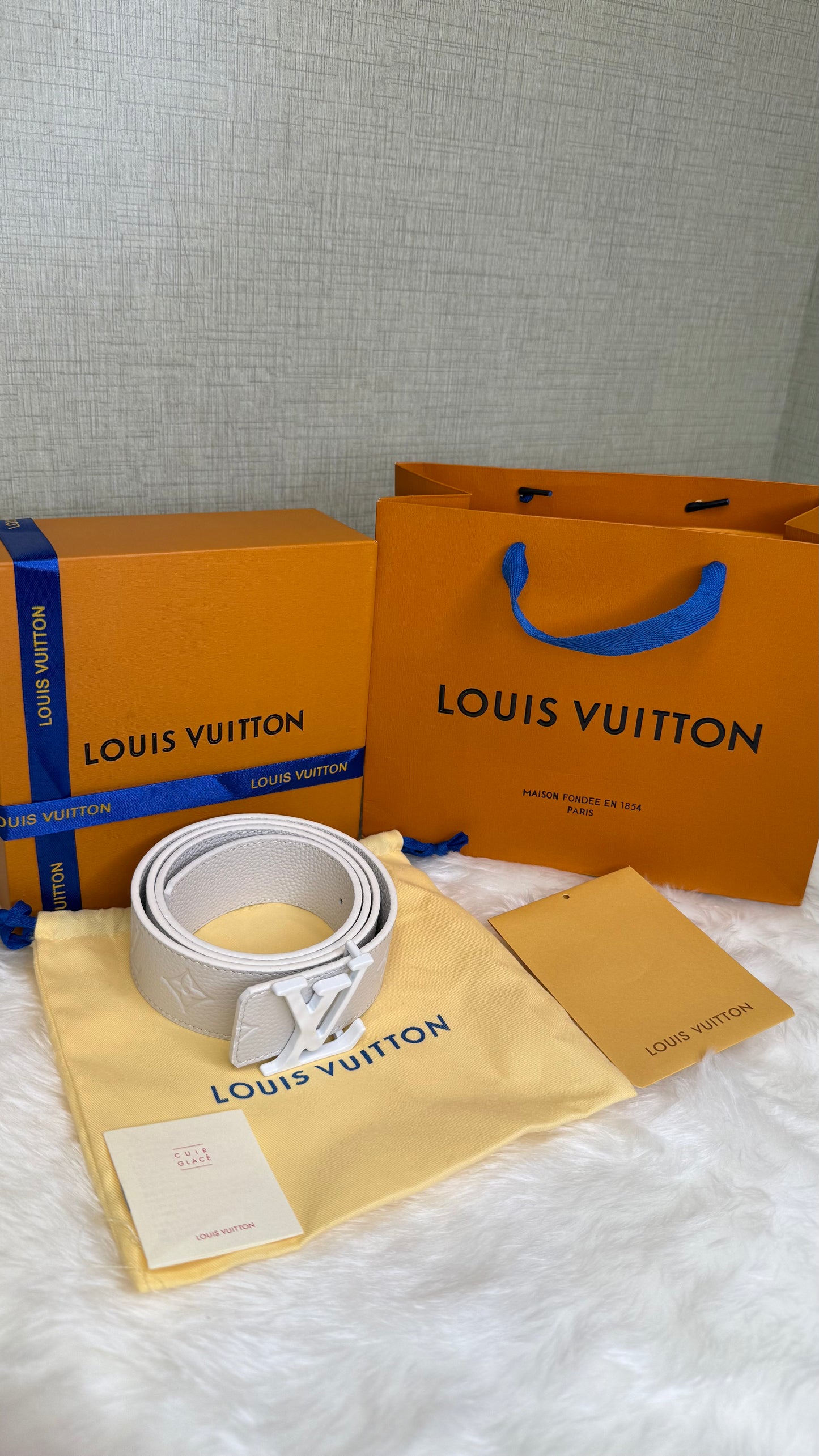 LV Monogram Empreinte White Leather Reversible Belt