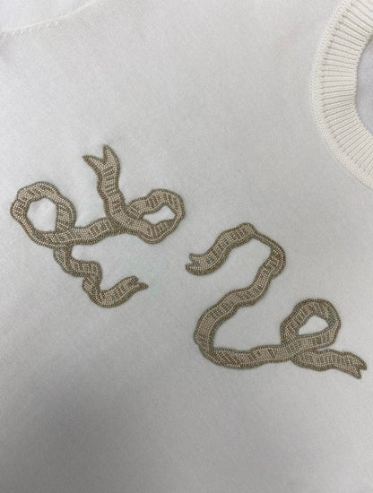 louis vuitton Embellished Short-Sleeved Cotton Crewneck