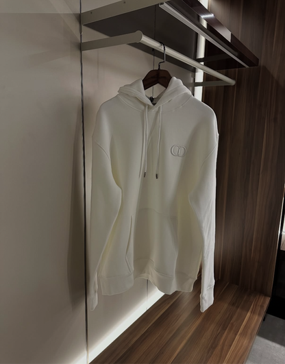 Dior Homme White CD Icon Cotton Hooded Sweatshirt