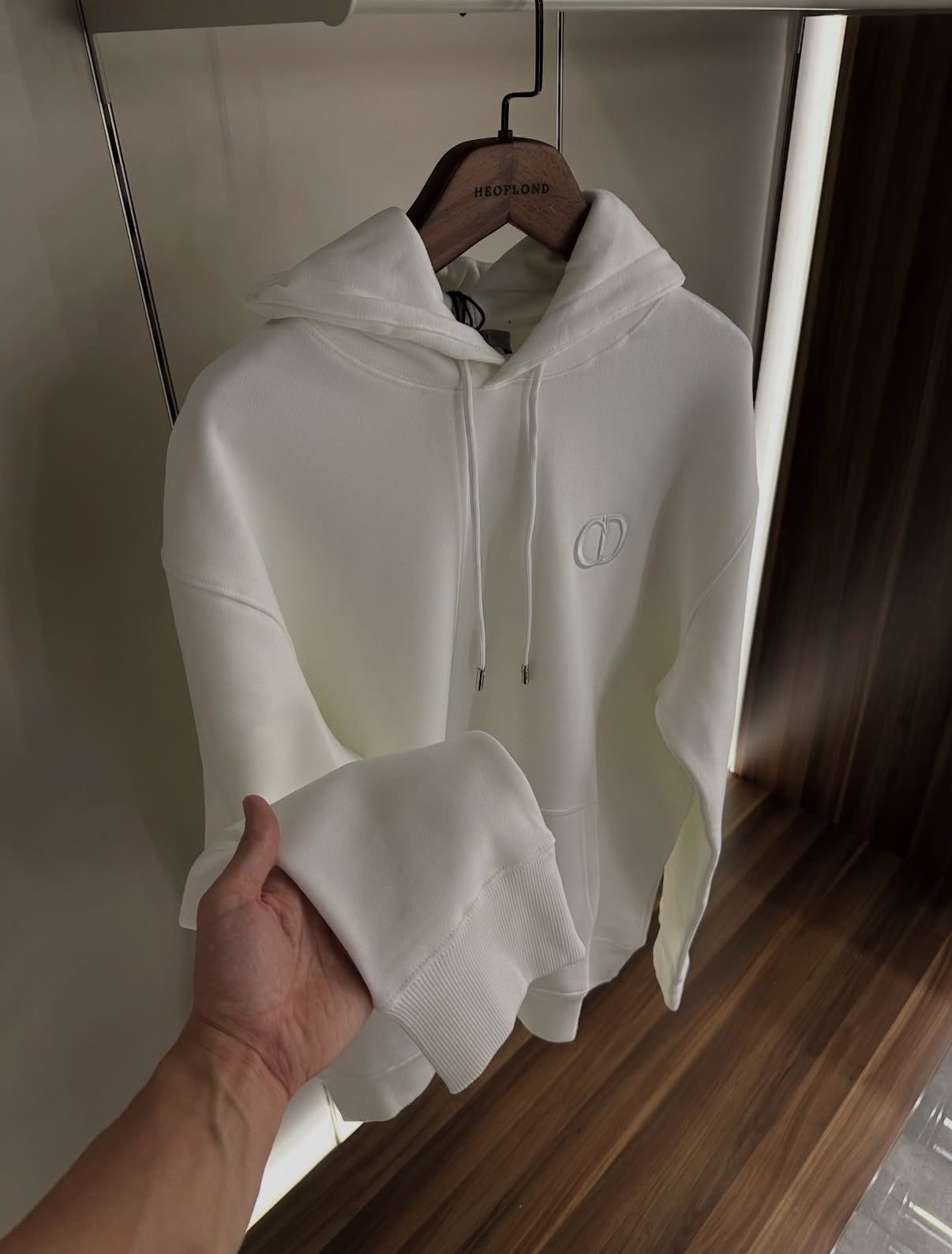 Dior Homme White CD Icon Cotton Hooded Sweatshirt