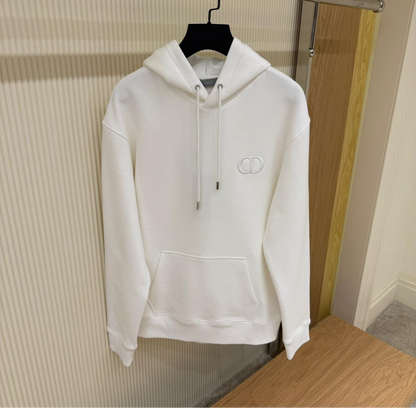 Dior Homme White CD Icon Cotton Hooded Sweatshirt