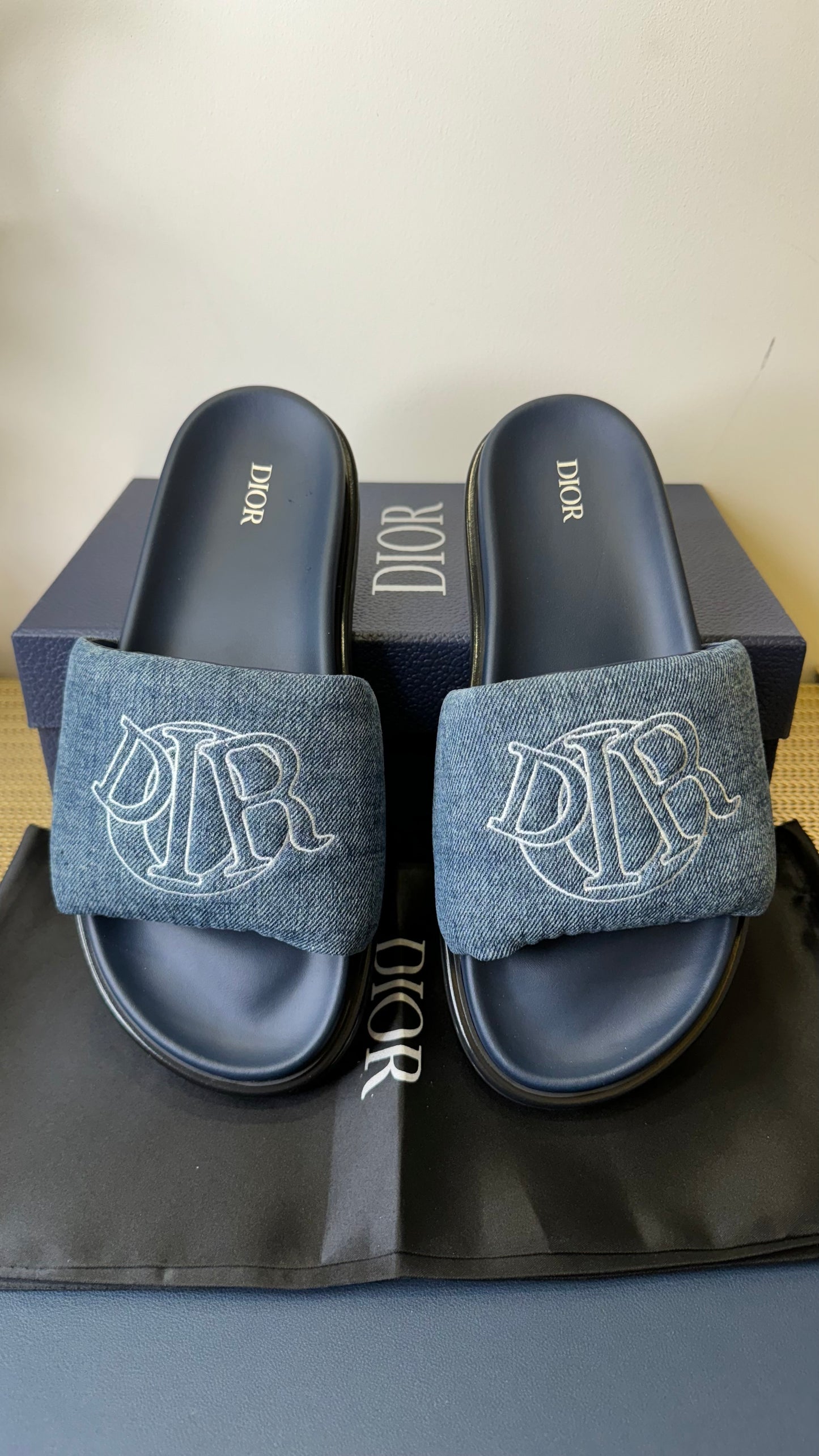 Dior Aqua Sandal Blue Quilted Denim