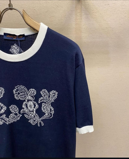 LOUIS VUITTON Graphic Intarsia Short-sleeved Cotton Crewneck