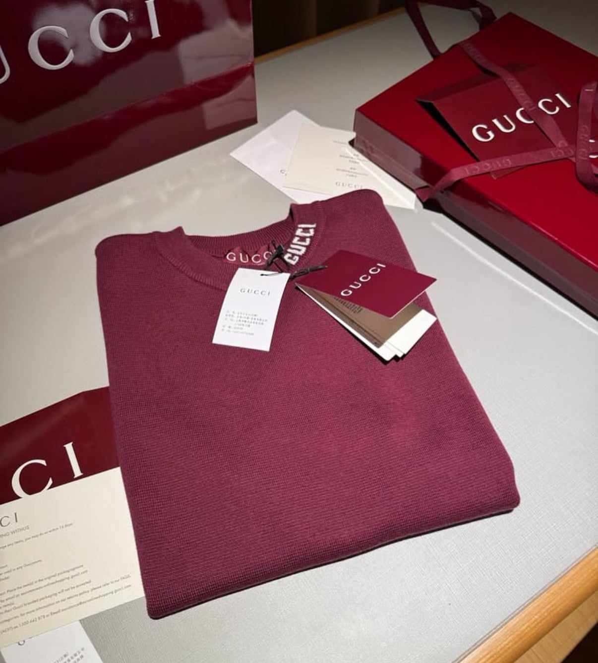 Gucci SILK COTTON T-SHIRT WITH GUCCI INTARSIA