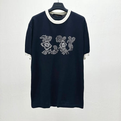 LOUIS VUITTON Graphic Intarsia Short-sleeved Cotton Crewneck