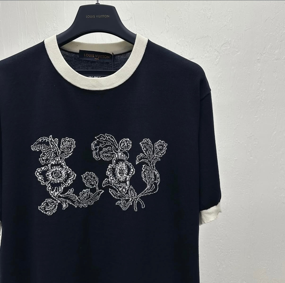 LOUIS VUITTON Graphic Intarsia Short-sleeved Cotton Crewneck