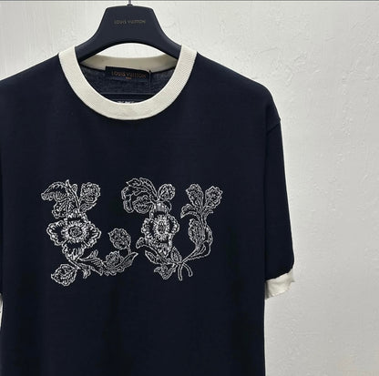 LOUIS VUITTON Graphic Intarsia Short-sleeved Cotton Crewneck