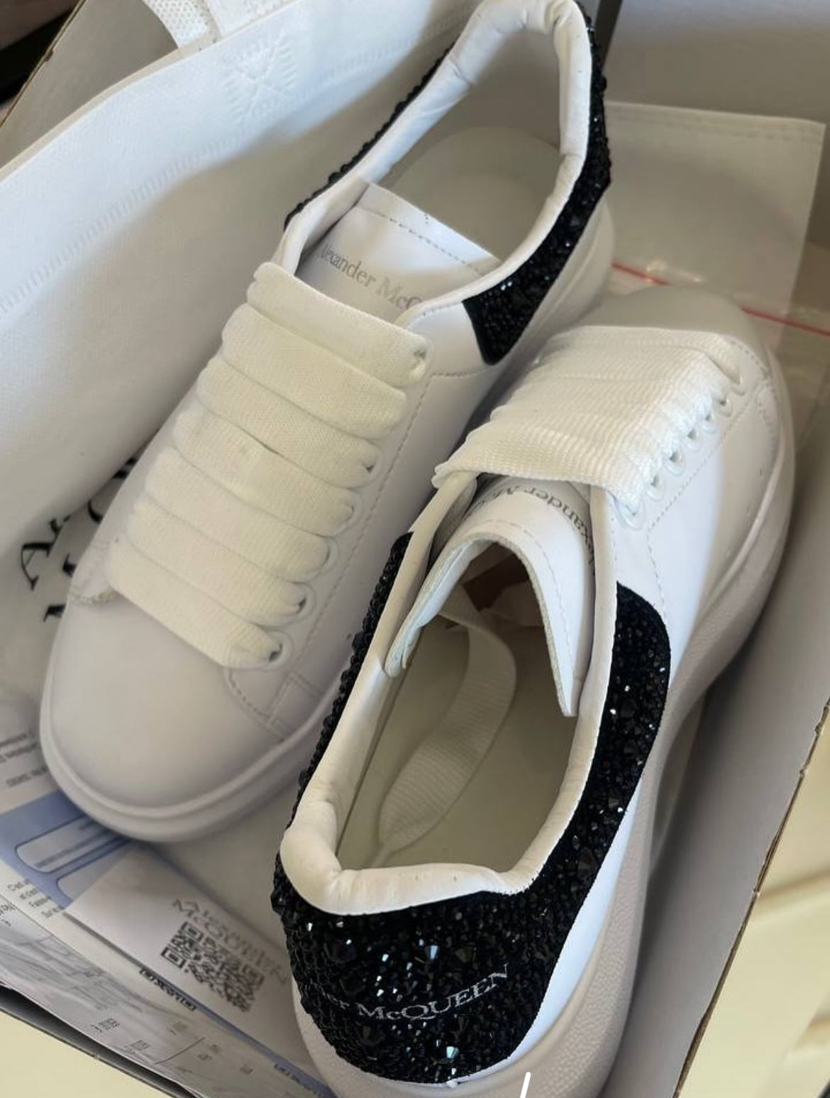 Alexander Mcqueen Oversized White Black Crystals