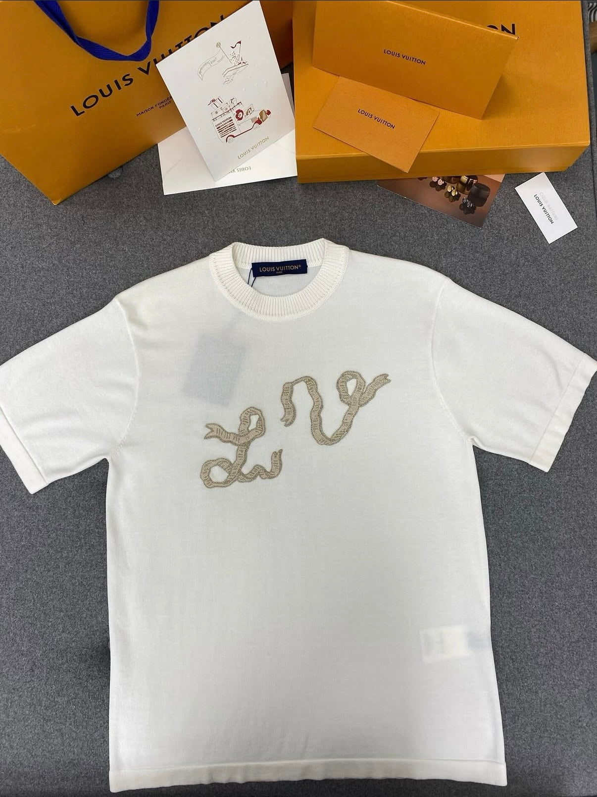 louis vuitton Embellished Short-Sleeved Cotton Crewneck