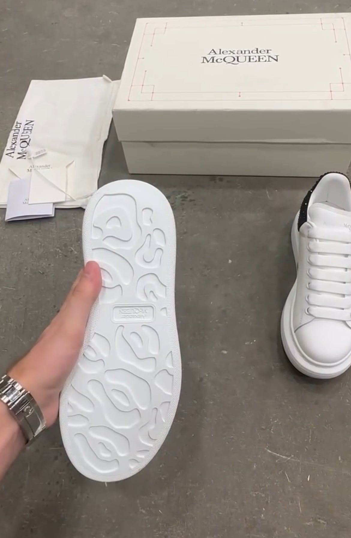 Alexander Mcqueen Oversized White Black Crystals